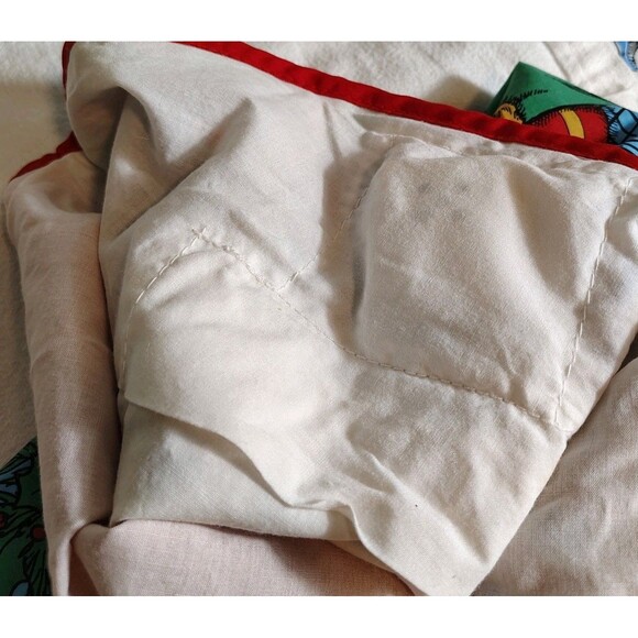 Vtg Pair Handmade Large Christmas Stockings Santa Teddy Bear & Toy Print  Retro - Picture 8 of 8